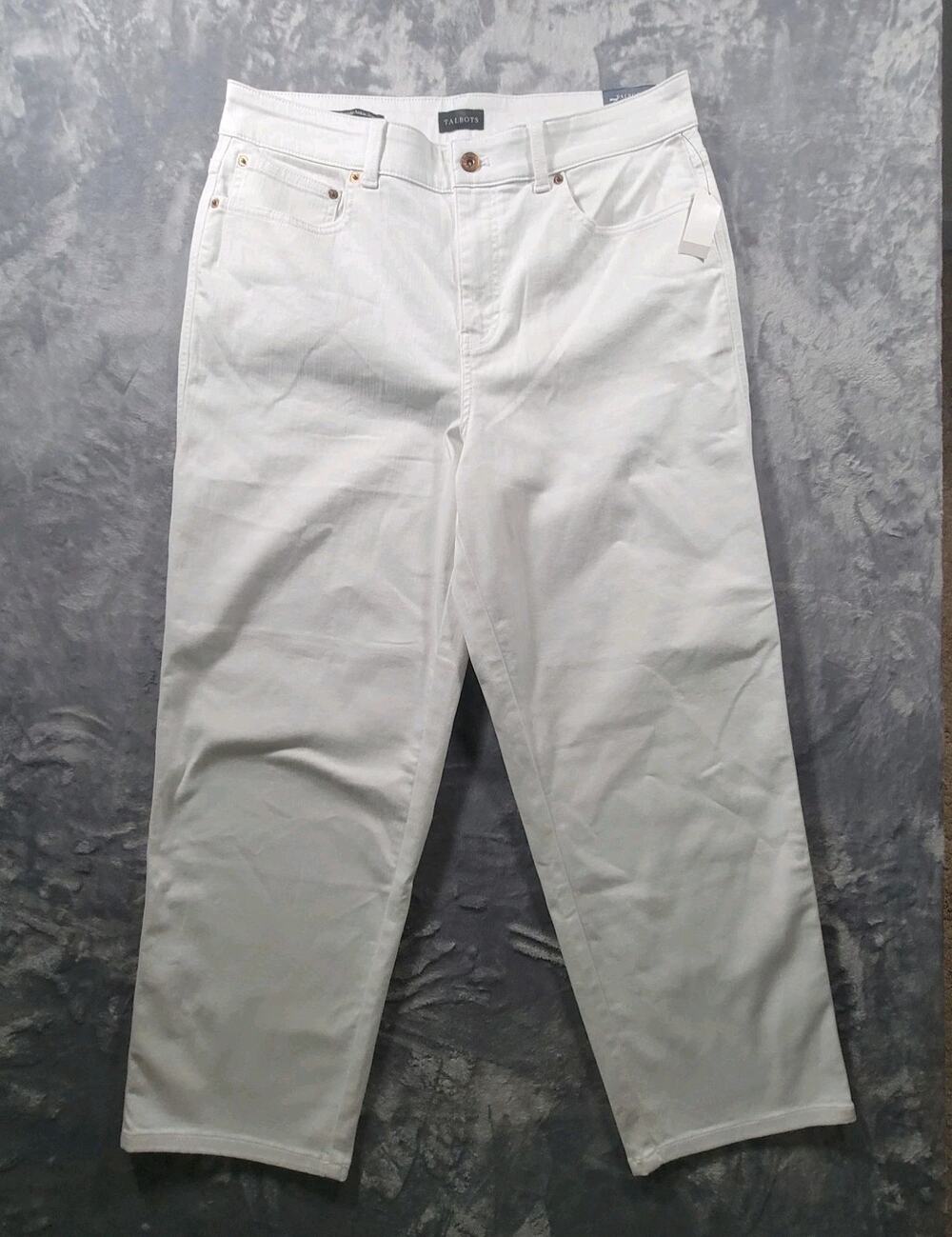 NWT Talbots 12 High Waist Straight Ankle Jeans Pants White